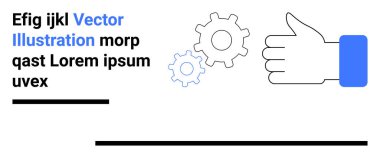 İki dişlinin yanında el çabukluğu, işbirliği ve verimliliği temsil eden el çabukluğu. Takım çalışması, yönetim, eğitim, üretkenlik, performans yeniliği ve basit iniş sayfası için ideal