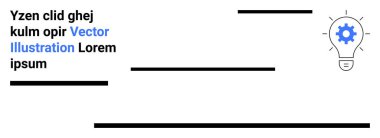 Metin bloklarıyla çevrili, fikirleri ve çözümleri sembolize eden dişli bir ampul. Yaratıcılık, yenilik, beyin fırtınası, teknoloji, eğitim, strateji veya basit bir iniş sayfası için ideal