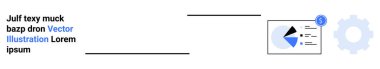 Metin unsurlu turta şeması raporu, otomasyonu sembolize eden dişli simgesi ve mavi röfle. Analiz, strateji, otomasyon, raporlama, iş, finans görselleştirmeleri için ideal basit bir iniş sayfası