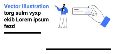 Kimlik kartı tutan kişi, onu gösteren başka bir şahıs, şık modern tasarım. Kimlik, kurumsal kimlik, kişisel doğrulama, ağ oluşturma, giriş, güvenlik için ideal