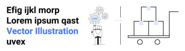 CRM simgesi ve viteslerle el etkileşimi yapan minimalist tasarım kutuları taşıyan bir el kamyonu ile eşleştirildi. İş otomasyonu, lojistik, müşteri hizmetleri, takım çalışması, e-ticaret için ideal