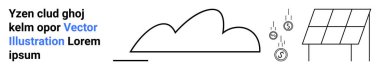 Güneş paneli güneş ışığını emer, bulutlar havayı ve düşen paraları simgeler. Sürdürülebilirlik, yenilenebilir enerji, iklim değişikliği, çevre dostu teknoloji, yeşil finans, temiz güç için ideal basit