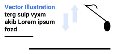 Metin elementleri, yatay çizgiler, oklar ve dinamik geometrik şekilleri birleştiren soyut bir düzen. Eğitim için ideal, iletişim, teknoloji, yaratıcılık, yön hareketi basit iniş sayfası