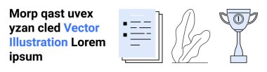 Belgeler yığını, soyut bitki ve başarı, organizasyon ve büyüme ödülleri. Eğitim, iş, başarı, verimlilik için ideal kariyer büyümesi ve basit