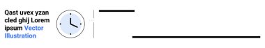 Mavi aksanlı dairesel analog saat ve yer tutucu metin, zamanı göstermek için uygun. Zaman yönetimi, ofis tasarımı, üretkenlik, zamanlamalar, minimalizm, kullanıcı arayüzü, basit