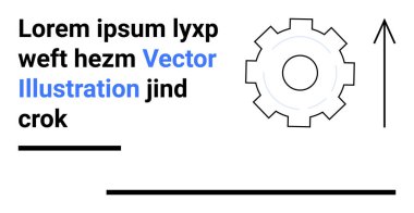 Yer tutucu metnin yanında dişli mekanizması yukarı bakan ok, yatay çizgiler. Üretkenlik, ilerleme, gelişme, mekanik, hareket, mühendislik ve basit bir iniş sayfası için ideal