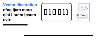 Dijital ekrandaki ikili kod, yukarı doğru eğilimli grafik ve analizleri gösteren akıllı telefonla eşleştirildi. Dijital yenilik, kodlama, veri analizi, finans, istatistik, teknoloji, basit