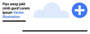 Mavi artı sembolün yanında bulut grafiği bağlantı, dijital sağlık ve yenilik fikirlerini çağrıştırıyor. Teknoloji, sağlık, depolama, erişilebilirlik, veri paylaşımı, büyüme sade iniş sayfası için ideal