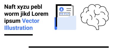 Bilgi, veri depolama ve zihinsel süreçlerin kavramlarını vurgulayan bir beyin ile birlikte bir klasörde depolanmış belge. Eğitim, araştırma, teknoloji, organizasyon, hafıza, sağlık hizmetleri için ideal