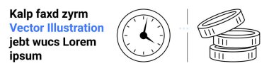 Yığılmış paraların yanındaki analog saat zaman değerini ve finansal planlamayı sembolize ediyor. Zaman yönetimi, bütçe, üretkenlik, iş büyümesi, tasarruf, yatırımlar için ideal