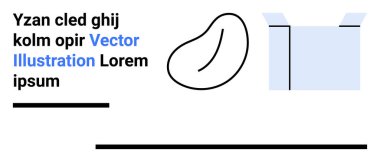 Soyut fasulye şekli, metinler, çizgiler ve açık kutu düzeni minimalist bir görüntü oluşturur. Yaratıcı projeler, ambalaj, markalaşma, web tasarım kavramları, eğitim sanatı ve basit iniş sayfaları için ideal