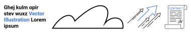 Soyut bulut, yukarı doğru oklar büyümeyi sembolize ediyor, sözleşmeli belge. İş, finans, bulut hesaplama, yenilik, sözleşmeler, büyüme basit iniş sayfası için ideal