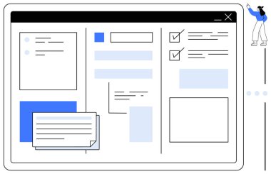 Web arayüzü görüntüleme görev listeleri, kontrol işaretleri, notlar ve çeşitli etkileşimli bölümler. Üretkenlik, işbirliği, proje yönetimi, iş akışı organizasyonu, uygulama tasarımı dijital için ideal