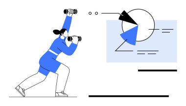 Dürbünlü pasta grafiğiyle veri inceleyen kendine güvenen bir kadın, analiz çabalarını ön plana çıkarıyor. Araştırma, strateji, yenilik, planlama, vizyon, keşif, analitik odaklı daire için ideal