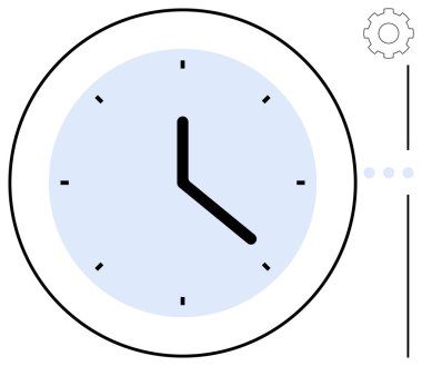 Vites simgesine sahip analog saat, zaman takibi, verimlilik, iş akışı ve optimizasyon öneriyor. Üretkenlik, programlama, strateji planı otomasyonu için ideal. Düz basit