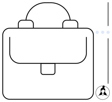 Basit şekilleri ve pürüzsüz kenarları olan taslak tarzı bir çanta. İş, iş, profesyonellik, kariyer, minimalizm, kurumsal markalaşma, düz basit metafor