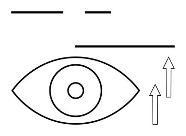 Göz çizgiler ve yukarı doğru iki okla çevrili. Görüş, görüş ve yukarı doğru büyümeyi gösteriyor. Yaratıcılık, odaklanma, vizyon, yenilik hedefleyici büyüme tasarımı için idealdir. Düz basit metafor