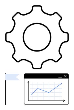 Bayrak ve analitik çizelgesinin yanında büyüme eğilimi de var. Yenilik, strateji, başarı, veri yönetimi, planlama, üretkenlik ve hedefler için ideal. Düz basit metafor