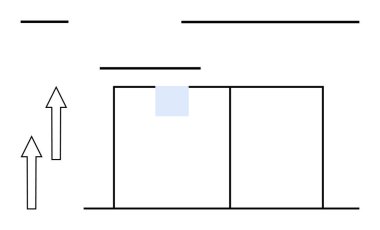Çizgiler, oklar ve yön hareketine odaklı bölünmüş dikdörtgen de dahil olmak üzere geometrik şekilli minimalist tasarım. Büyüme, yapı, süreç, organizasyon, strateji için ideal