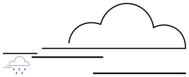 Büyük çizgili bulut daha küçük bir yağmur bulutu ve yatay çizgiler hareket ya da atmosfer olduğunu gösteriyor. Hava tahminleri, doğa, iklim, tahmin, basitlik, minimal tasarım, düz tasarım için idealdir.