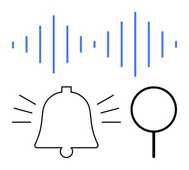 Çan çalması ses dalgaları yayıyor, konuşma balonu tartışmayı, iletişimi, uyarıları, mesajları, etkileşimi ve uyarıları sembolize ediyor. İletişim teknolojisi ve mesajlaşma uyarıları için ideal