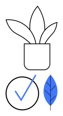 Kalın yapraklı ve işaretli saksı bitkisi temiz bir tasarım yaratıyor. Sürdürülebilirlik, çevre bilinci, doğa, minimalizm, bahçıvanlık, sağlık ve refah için idealdir. Düz basit metafor