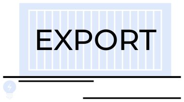 Üzerinde yatay çizgiler ve hareket ve lojistik gösteren ExPORT etiketli büyük bir konteynır. Ticaret, küresel ticaret, taşımacılık, ihracat stratejileri, ticaret, lojistik, tedarik zinciri, daire için ideal