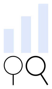 Büyütme gözlükleri bir bar tablosunu inceliyor, analizi ve büyümeyi vurguluyor. Veri analizi, iş stratejisi, değerlendirme, piyasa araştırması, soruşturma, istatistik optimizasyonu için ideal. Düz