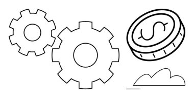 Vitesler verimliliği ve işbirliğini gösterir. Kazancı veya başarıyı sembolize eden yükselen bir dolarla eşleştirilir. İş, ekonomi, büyüme, takım çalışması, finans, yenilik stratejisi için idealdir. Düz
