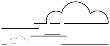 Yatay çizgileri olan büyük ve küçük bulutlar hareket ve sakinlik taşır. Hava, sükunet, dijital çözümler, yaratıcılık, basitlik, doğa, farkındalık için idealdir. Temiz düz basit metafor