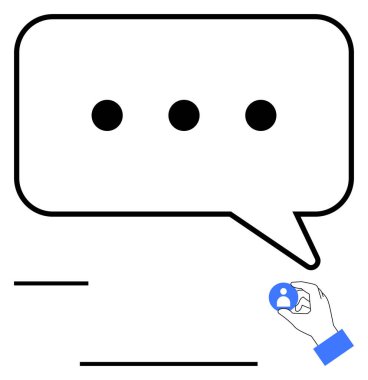 İletişimi gösteren elips şeklinde konuşma balonu, kullanıcı simgesi etkileşim, kişiselleştirme ve topluluk öneriyor. İdeal mesajlaşma, kullanıcı merkezli tasarım, ağ oluşturma, sosyal medya