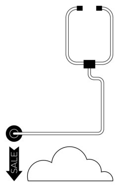 Tıbbi infüzyon torbası satış okuna bağlı bulutlara damlıyor. Sağlık, veri depolama, e-ticaret, dijital dönüşüm, yenilik, uzak hizmetler, sürdürülebilirlik için idealdir. Düz basit