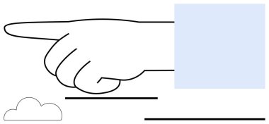 Geniş yatay el bulutun üstünde ve çizgiler hareketi işaret ediyor. Rehberlik, liderlik, yön, navigasyon, berraklık, eylem ve düz bir metafora odaklanmak için ideal