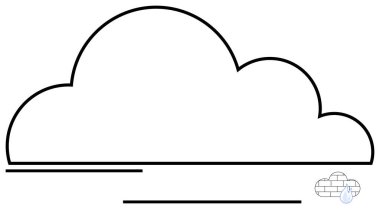 Minimalist çizgilerle, yağmur damlacıklarıyla ve doğa ve yapıyı harmanlayan küçük tuğlalarla dolu büyük bulut hatları. Hava durumu, sürdürülebilirlik, mimari, yaratıcılık, basitlik, eko için ideal