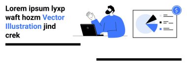 Bir dizüstü bilgisayardaki profesyonel pasta grafiği ve çubuk grafiği, veri görselleştirmesini sağlıyor. Analiz, finans, pazarlama, iş, strateji oturumları, sunumlar, basit iniş sayfası için ideal