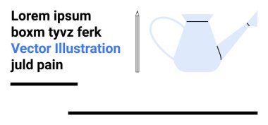 Su kovası, kalem ve yer tutucu metni temiz bir düzende. Bahçe işleri, eğitim, yaratıcılık, not alma, minimalizm, yazma ve basit bir iniş sayfası için ideal