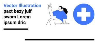 Yukarıya doğru giden bireysel hareketler koyu mavi bir tıbbi haçla eşleştirilmiş. Sağlık, sağlık, sağlık hizmetleri, eğitim, farkındalık kampanyaları, dijital platformlar, sunumlar, basit iniş platformları için ideal