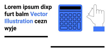 Ölçüm jestini gösteren bir elin yanında hesap makinesi, hesaplama ve hassasiyeti ima ediyor. Eğitim, finans, iş, teknoloji, tasarım araçları, analitik, basit iniş sayfası için ideal
