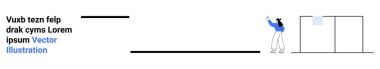 İlan panosundaki basit çizgiler ve modern tasarımla ilgili bir nota işaret ediyor. Takım çalışması, planlama, organizasyon, sunum, yaratıcılık, eğitim, basit iniş sayfası için ideal