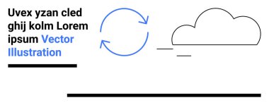 Basit dairesel oklar, bulut ve minimum elementli metin. Sürdürülebilirlik, yenilik, süreç, ilerleme, otomasyon, bulut teknolojisi için ideal basit iniş sayfası