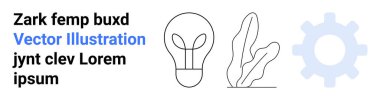 Minimalist ampul, soyut yaprak ve dişli simgeleri yenilik, sürdürülebilirlik ve teknoloji için hizalanmıştır. Yaratıcılık, çevre, mekanik, beyin fırtınası iş çözümleri için ideal
