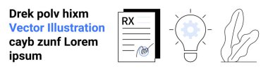 İmzalı belge, ampulün içindeki teçhizat ve soyut bitki. Sağlık hizmetleri, yenilik, tasarım, eğitim, yaratıcılık, eko temaları için ideal basit iniş sayfası