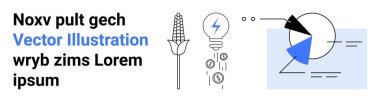 Mısır sapı, para birimi sembollü şimşek ampulü, dinamik çizgilerde geometrik çizelgeler. Teknoloji, tarım, çevre, yenilik, enerji, veri analizi için ideal basit iniş sayfası