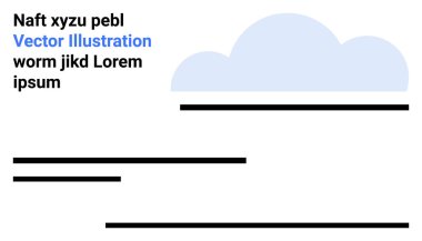 Düz bulut şekli yatay metin satırlarıyla minimalist biçimde eşleştirilmiştir. Teknoloji, iletişim, veri depolama, dijital hizmetler, hava güncellemeleri, eğitim, basit iniş sayfası için ideal