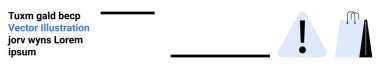 Yanında alışveriş torbaları ve yer tutucu metni olan üçgenin içinde ünlem işareti. Uyarı, uyarı, alışveriş, e-ticaret, tasarım, eğitim veya basit bir iniş sayfası için ideal