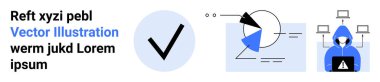Mavi çemberdeki işaretler, pasta grafiğiyle veri analizi grafiği, isimsiz hacker simgesi. Kimlik doğrulama, siber güvenlik, veri analizi, çevrimiçi koruma, sistem doğrulama, risk yönetimi için ideal