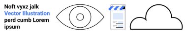 Göz simgesi, film temalı belge ve yer tutucu metni ile basit bir düzende bulut sembolü. Teknoloji, medya, veri depolama, tasarım, iletişim, eğitim için ideal basit iniş sayfası