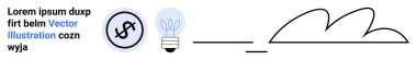Çemberin içinde dolar işareti, parlayan ampul ve soyut bulut çizgileri. Yaratıcılık, yenilik, finans stratejisi, beyin fırtınası, bulut hesaplama, iş fikirleri için ideal basit iniş sayfası