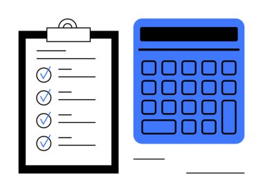 Hesap makinesi, planlama, düzenleme, bütçe ve üretkenlik için işaretlenmiş ögelerin olduğu pano. Görev yönetimi, muhasebe, organizasyon, hesaplama, hedef izleme için ideal