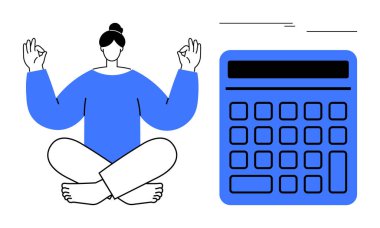 Nilüfer çiçeğinin yanında oturan sakin insan, zihinsel denge ve finansal yönetimi sembolize ediyor. Sağlık, finans, meditasyon, bütçe, kişisel bakım, stres giderme, iş hayatı için ideal